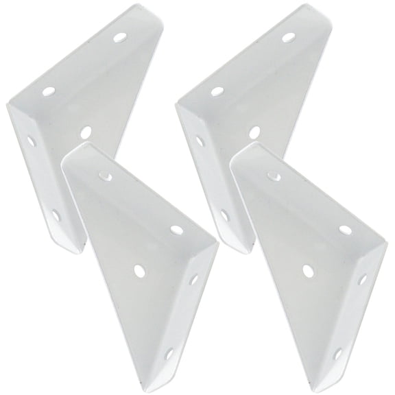 DEEPCRAFF 4-Pack White Corner Shelf Brackets Triangular Support Braces for Furniture, Table, Wall Mount Repair and Reinforcement