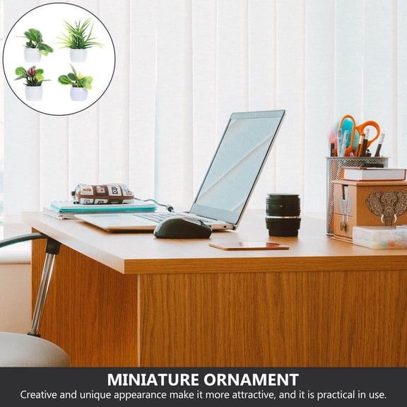DEEPCRAFF 4pcs Mini House Miniature Plant Models Green Plastic Miniature Decor for Study Room