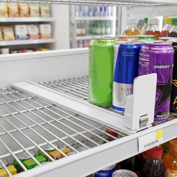 DEEPCRAFF 4-Pack Automatic Drink Pusher White Plastic Fridge Shelf Organizer for Easy Beverage Storage and Access