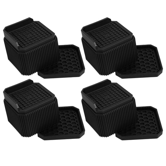 DEEPCRAFF 4pcs Treadmill Incline Riser Blocks Black Adjustable 3x2.7x2 Inch Tpe