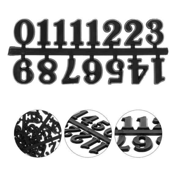 DEEPCRAFF 5 Sets Clock Number Kits Arabic Numerals Black Plastic for DIY Projects 12.8X5.2X0.3in