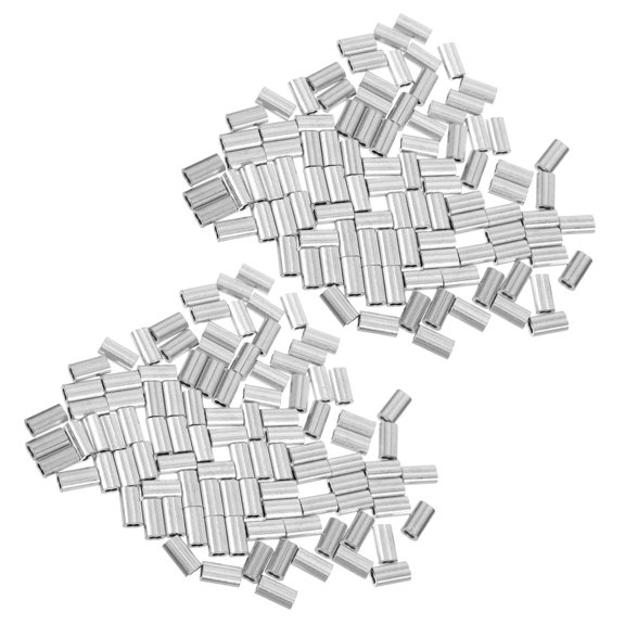 DEEPCRAFF 500Pcs Aluminum Cable Crimp Sleeves Double Barrel Ferrule for Wire Rope Plated Silver Durable