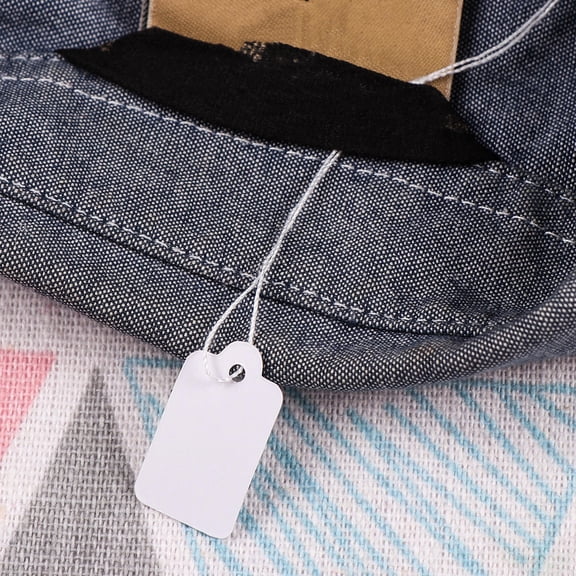 DEEPCRAFF 500 Pcs White Hanging Paper Tags with Cotton String, Blank Price Labels for Wedding Favors, Crafts, Decor