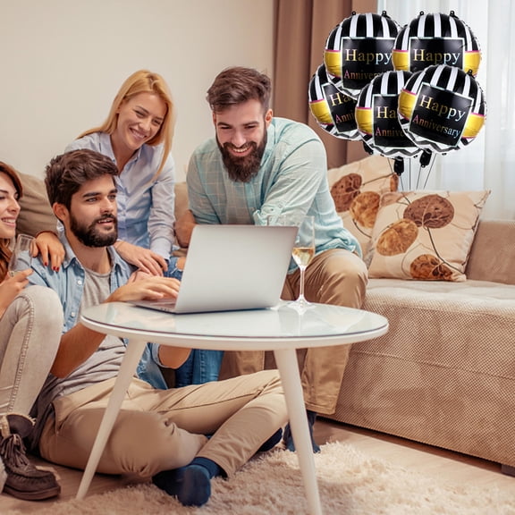 DEEPCRAFF 50Pcs Aluminium Film Balloons Black for Valentine Engagement Marriage Proposal Photo Props