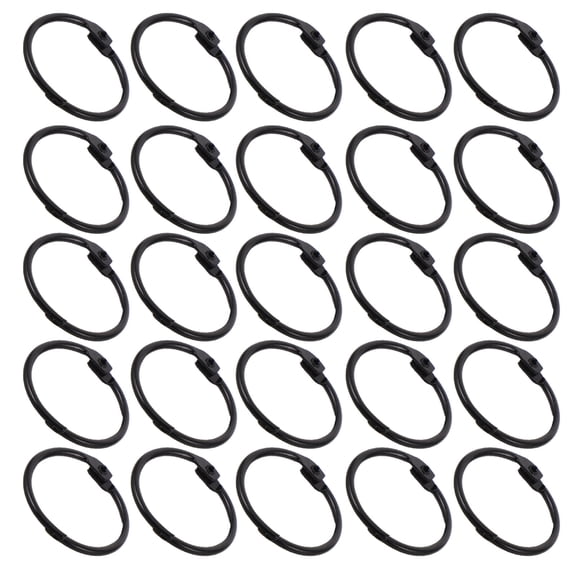 DEEPCRAFF 50Pcs Black Metal Binding Rings for Notebooks Index Cards and Recipe Book Binders