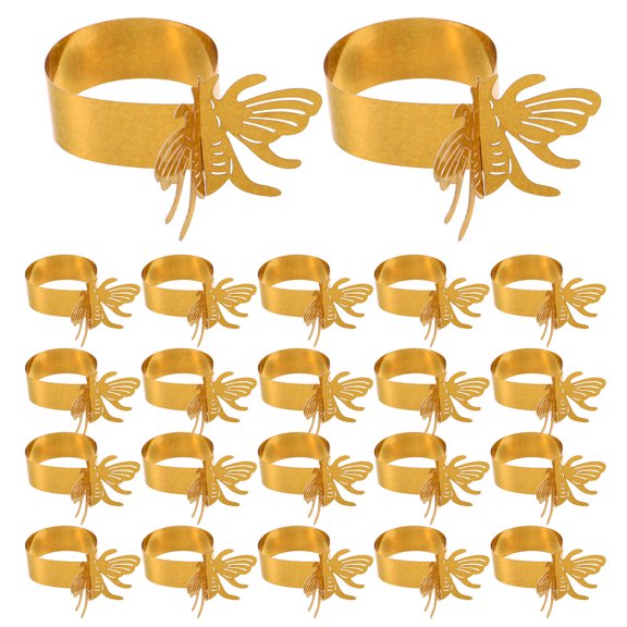 DEEPCRAFF 50Pcs Butterfly Napkin Buckles Golden Reusable Napkin Bands for Wedding and Bridal Showers