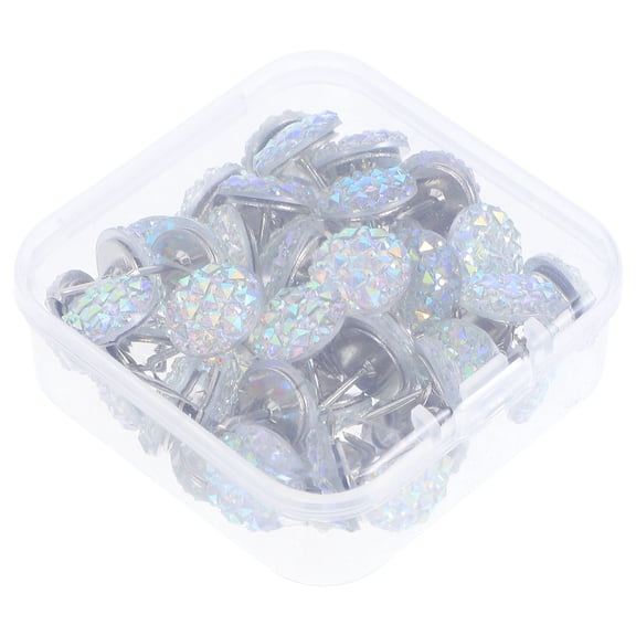 DEEPCRAFF 50Pcs Decorative Resin Rhinestone Push Pins for Bulletin Cork Board Office Desk Decor