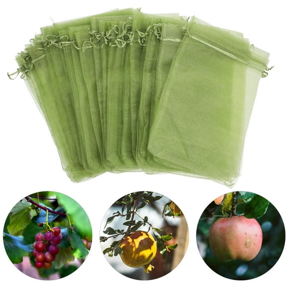 DEEPCRAFF Garden Fruit Netting Bag, Olive Green Mesh, Protective and Easy to Use, 50Pcs