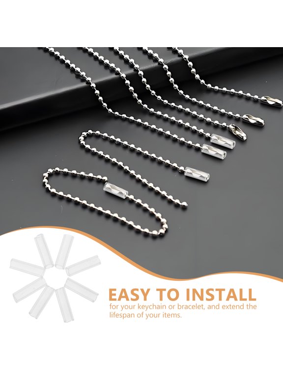 RENACLIPY 50Pcs Beaded Chain Repair Connectors with Safety Clasp for Keychain and Jewelry