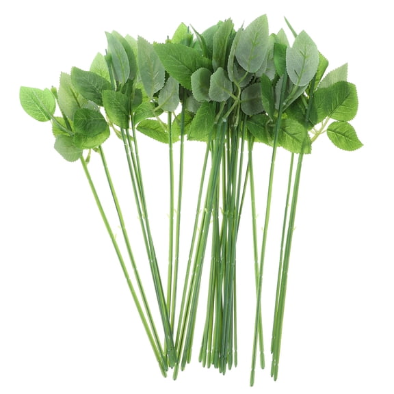 DEEPCRAFF 50Pcs Plastic Floral Wire Stem Light Green Artificial Flower Single Stem for Arrangements
