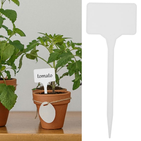 DEEPCRAFF 50Pcs Plastic Plant Markers White Garden Labels Easy to Write and Insert for Plants