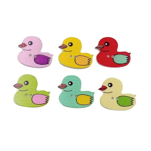 DEEPCRAFF 50Pcs Assorted Color Wood Buttons with Cute Animal Patterns Durable Decorative Snaps for DIY Sewing Projects