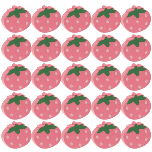 DEEPCRAFF 50pcs Random Color Strawberry Wood Sew-On Buttons for Crafting, Jewelry Making, Accessories