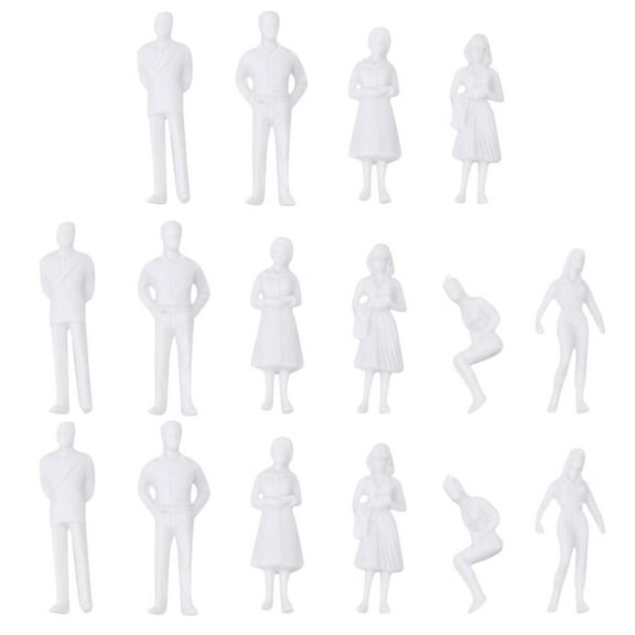 DEEPCRAFF 50pcs Miniature People Figurines White Plastic Tiny Figurines for Model Train Set Decoration