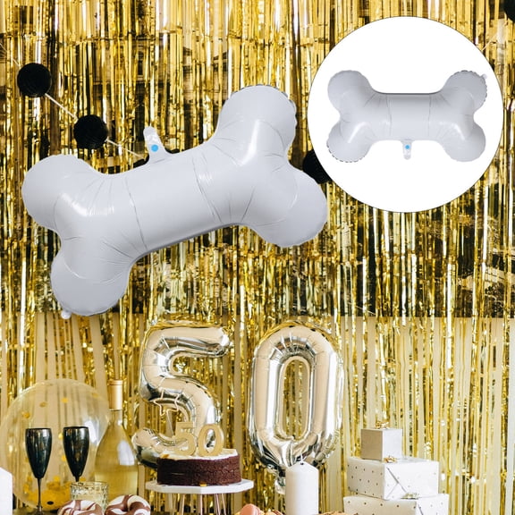 DEEPCRAFF 5Pack Bone Shape Balloons White Aluminum Foil Valentine Day Celebration