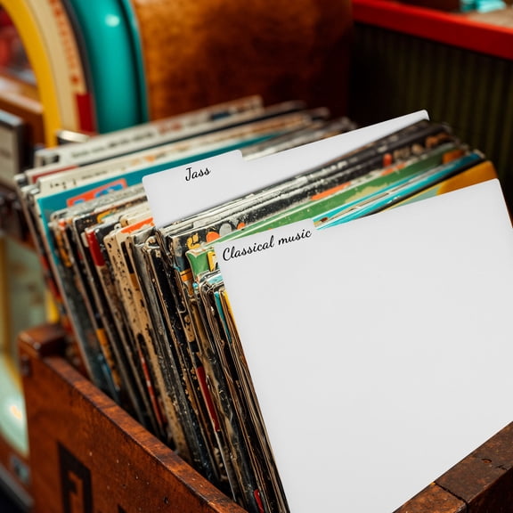 DEEPCRAFF 5Pcs Album Record Dividers with Tabs White Plastic for Vinyl Storage and Organization