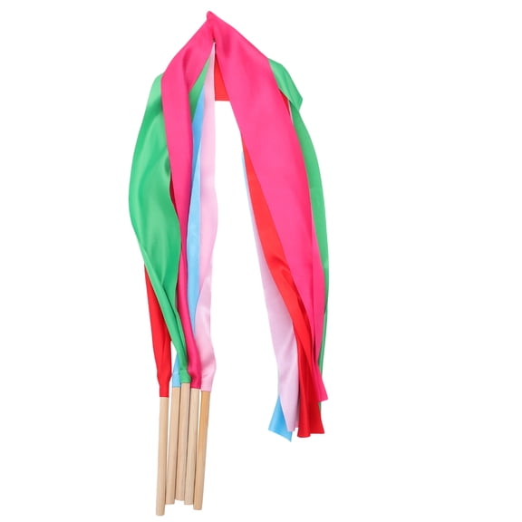 DEEPCRAFF 5-Pack Assorted Color Dance Ribbons for Party Decorations, Cloth Streamers for Events and Celebrations