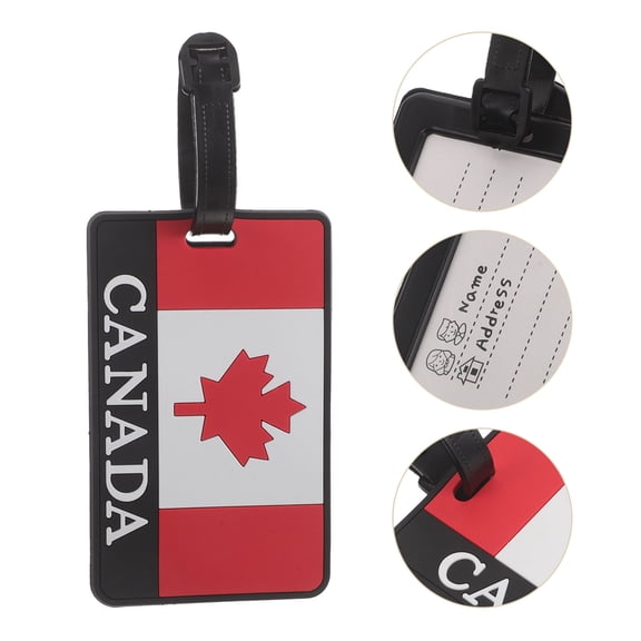 DEEPCRAFF 5Pcs PVC Id Card Holder Luggage Tags with Canadian Flag Multipurpose Travel Boarding Pass Holders
