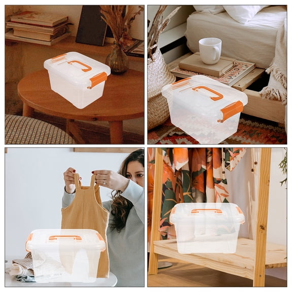 DEEPCRAFF 5Pcs Portable Plastic Storage Container Orange with Lid for Desk