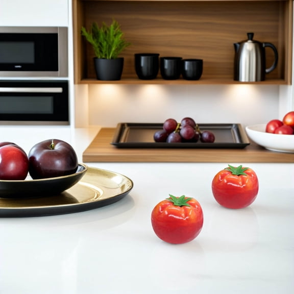 DEEPCRAFF 5Pcs Fake Tomato Figurines Decorative Red Artificial Fruit for Desktop Display