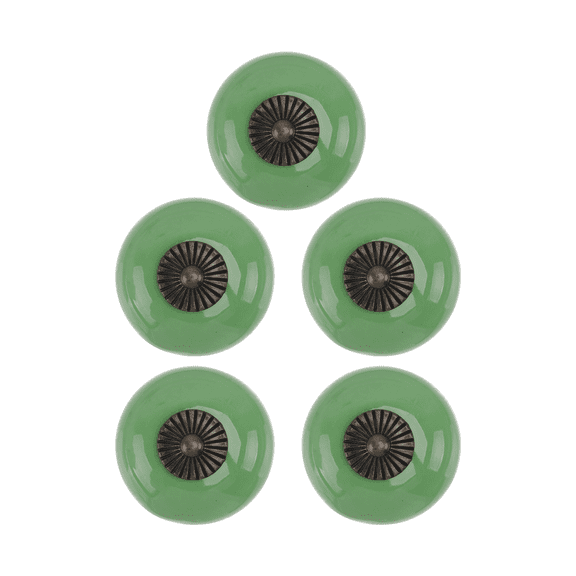 DEEPCRAFF Ceramic Pull Knobs Green for Cabinet Drawer and Wardrobe 5Pcs