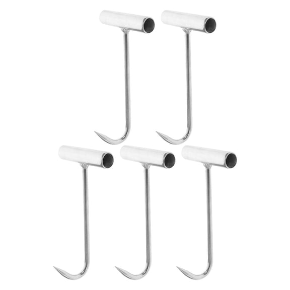 DEEPCRAFF Stainless Steel Boning Hook T-Handle, Plated Silver, Ideal for Kitchens and Butcher Shops, 5Pcs