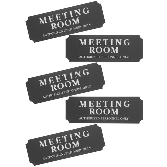 DEEPCRAFF 5-Pack Black Adhesive Conference Room Sign Stickers High Visibility Meeting Room Labels for Office