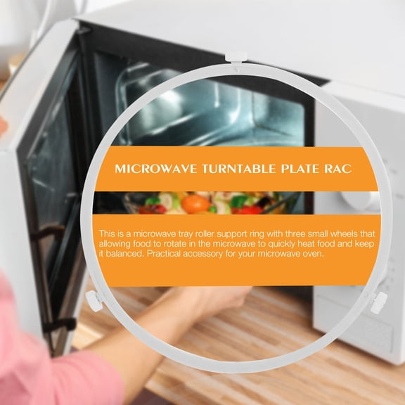 DEEPCRAFF 5-Piece White Plastic Microwave Turntable Plate Rack Set, Multifunctional Oven Tray Circle for Kitchen Use