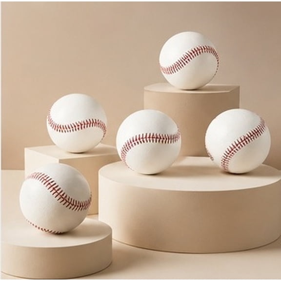 DEEPCRAFF 5Pcs No 9 Baseball Training Balls White PU Foam Reduced Impact Soft Exercise Balls for Indoor and Outdoor Use