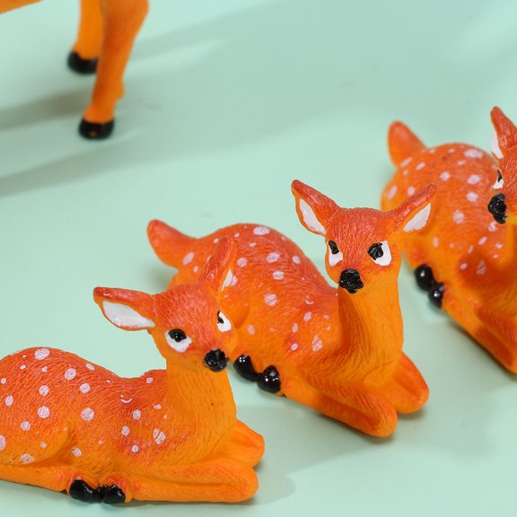 DEEPCRAFF 5Pcs Orange Deer Family Desktop Decor Plastic Tabletop Adornment Creative Home Decoration Crafts