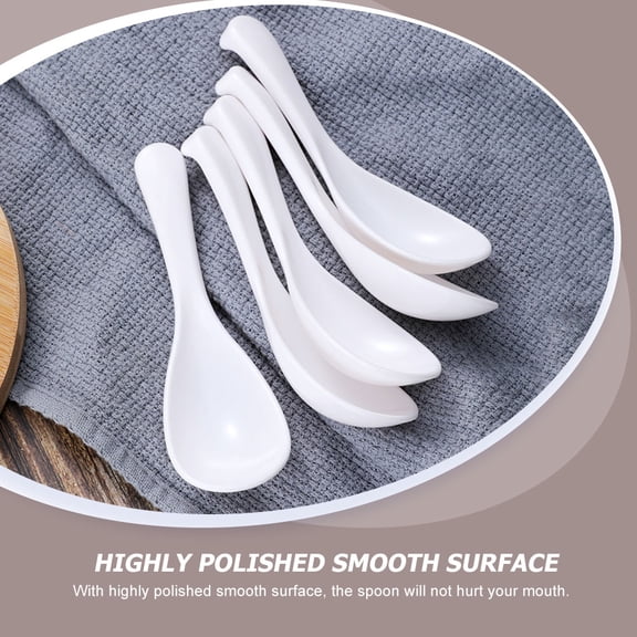 DEEPCRAFF 5Pcs Household Soup Spoons Plastic White Comfortable Design for Restaurant and Kitchen