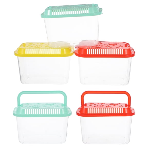 DEEPCRAFF 5Pcs Portable Fish Tank Plastic Container Light Green Transparent Fish Transport Case