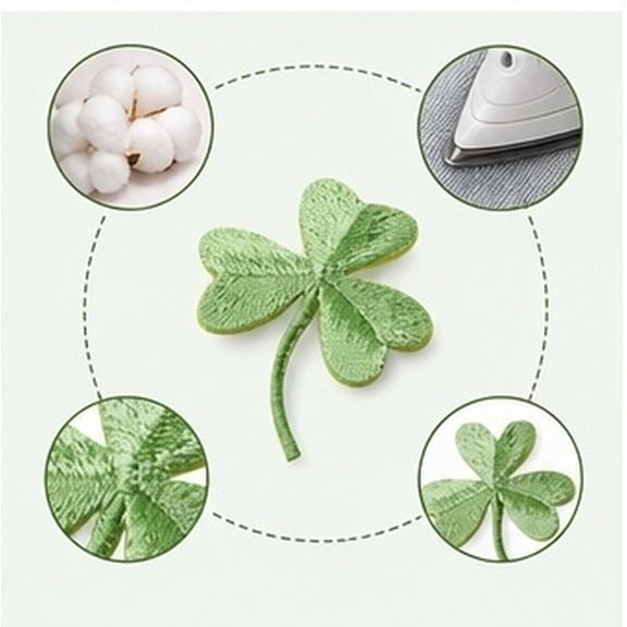DEEPCRAFF 5Pcs Sequins Leaf Patch Green Embroidered Cloth Stickers for Jackets Jeans Hats and Bags