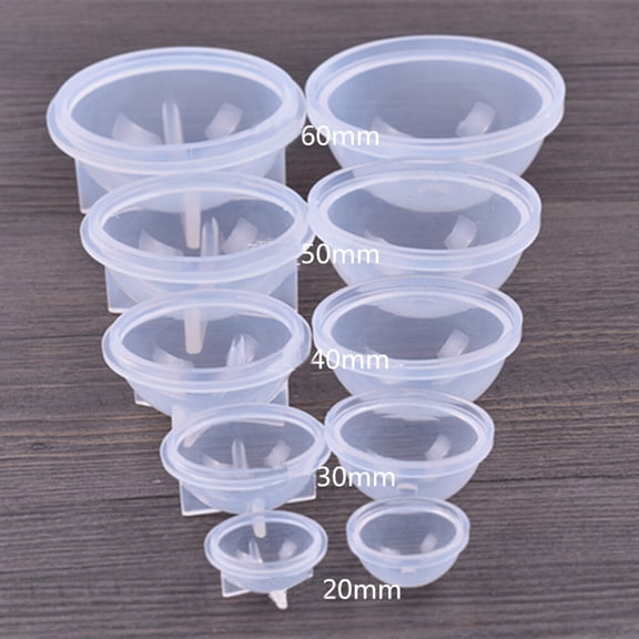 DEEPCRAFF 5-Piece Clear Silicone Round Mold Set for Dried Flower Hemisphere Ornaments and Resin Crafts