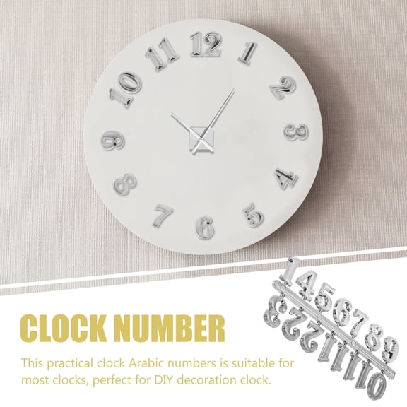 DEEPCRAFF 5Sets Arabic Clock Numbers Kit with Plated Silver Finish for DIY and Repair Clocks
