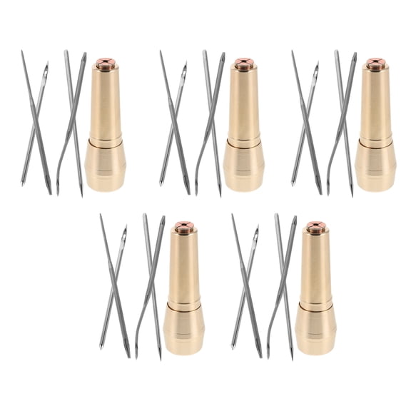 DEEPCRAFF 5-Piece Canvas Repair Awl Set with Copper Handle for Shoe, Fabric, and Hand Stitching Tools