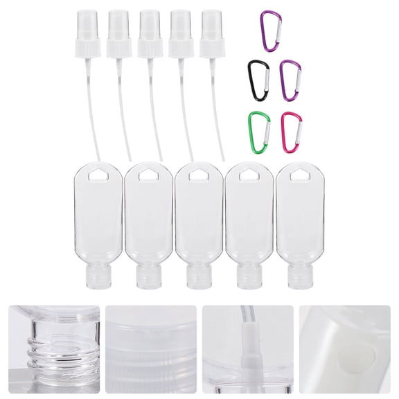 DEEPCRAFF 5-Pack Transparent Travel Liquid Bottles with Hanging Design, Portable Hand Containers for Camping and Outdoor Use