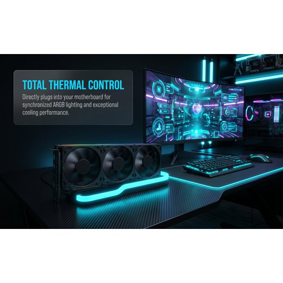 DEEPCRAFF 5V 3-Pin ARGB GPU Cooler, PCI Slot Graphics Card Fan