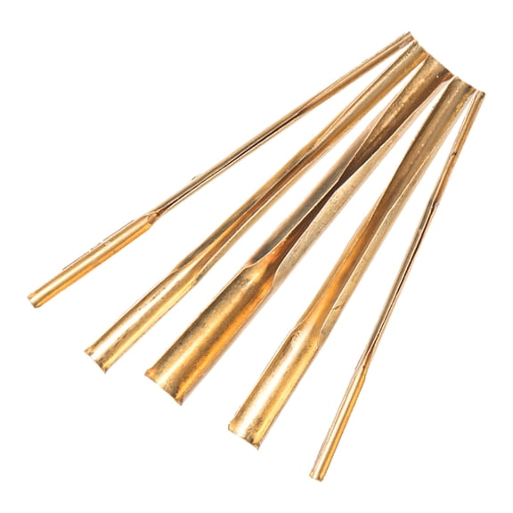 DEEPCRAFF 5-Piece Golden Copper Punch Hole Sculpting Tool Set for Pottery, Clay, Ceramic Art and Craft Projects