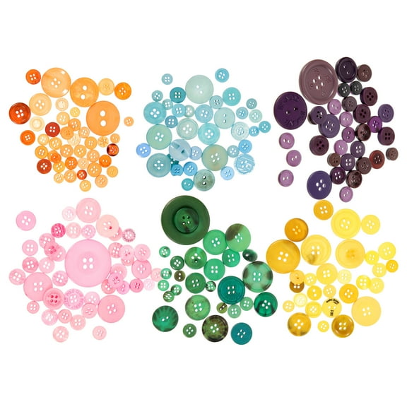 DEEPCRAFF 6 Packs Round Resin Buttons Purple Flower Resin Buttons Thanksgiving Decor