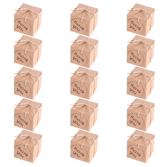 DEEPCRAFF 60Pcs DIY Candy Box Kraft Paper Storage Case with Thank You Cards for Wedding Party Favors