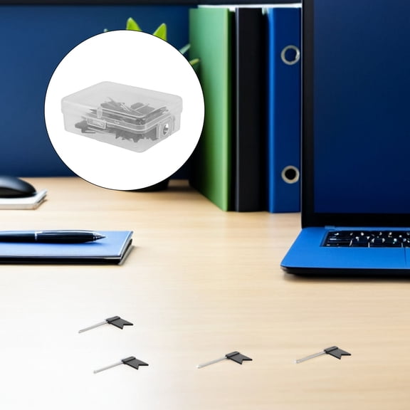 DEEPCRAFF 60Pcs Metal Flag Push Pins Black for Map Marking Photo Boards and Travel Maps