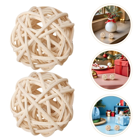 DEEPCRAFF 60pcs Natural Woven Vine Rattan Balls for Christmas Party Home Decor