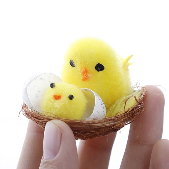 DEEPCRAFF 60pcs Mini Chicks Plastic Plush Chicken Figures Mini Chick Figurines Easter Mini Statue Decor
