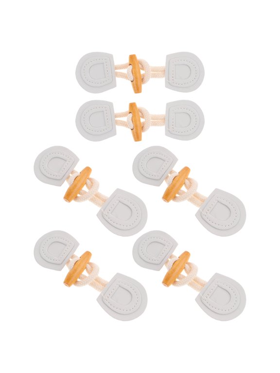 Durable Light Grey Toggle Clasps for Coats and DIY Projects 6Pairs
