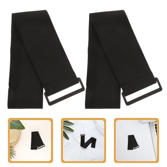 DEEPCRAFF 6Pcs Adjustable Elastic Hook and Loop Cinch Straps for Multipurpose Home Use in Black