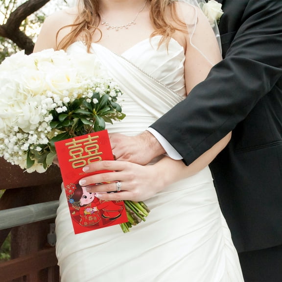 DEEPCRAFF 6Pcs Elegant Paper Wedding Lucky Money Envelopes Traditional Chinese Red Packets with Spacious Interior