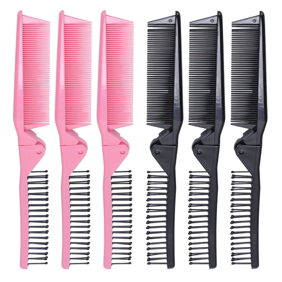 DEEPCRAFF 6Pcs Foldable Hair Combs Double Headed Anti Static Black ABS Unbreakable