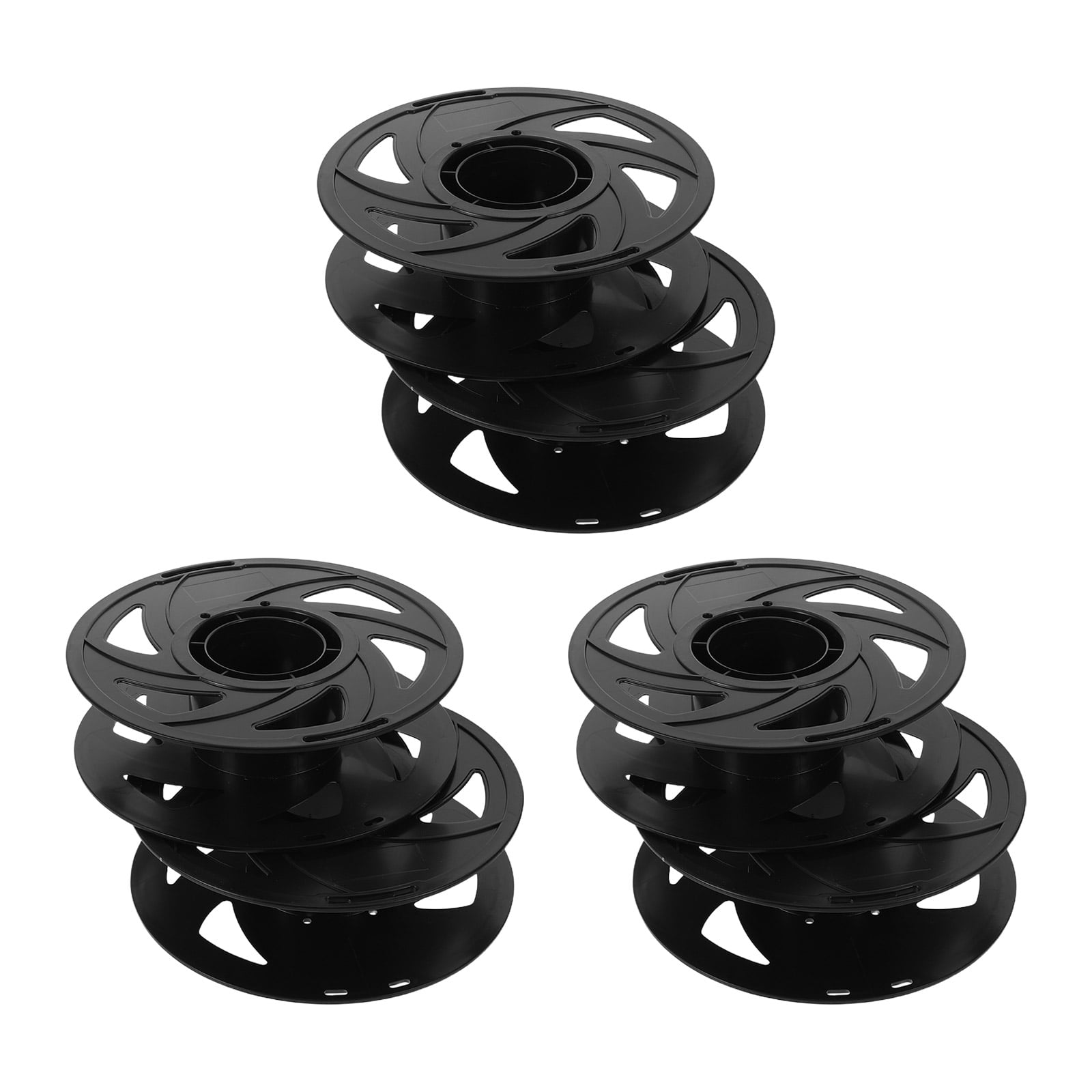 DEEPCRAFF 6Pcs Reusable Plastic Filament Spool for 3D Printer with Airflow Design Black