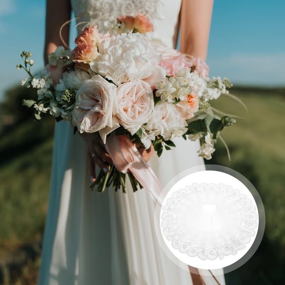 DEEPCRAFF Floral Lace Hat White Polyester Plastic for DIY Wedding Decor 6Pcs
